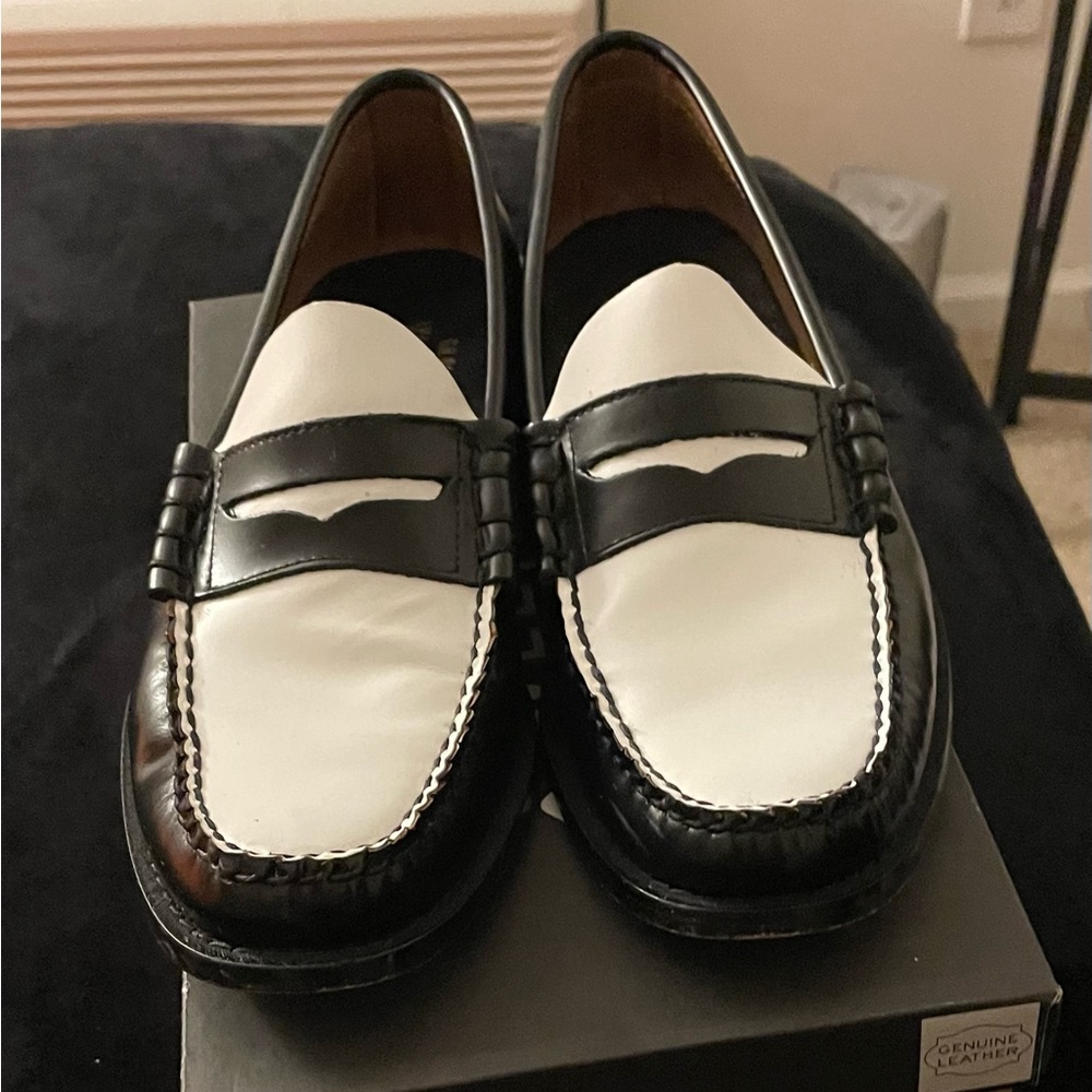 GH Bass Weejuns - black and white, size 9 (men)
